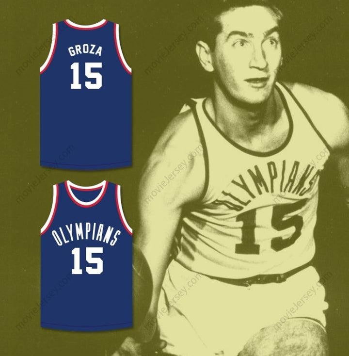 PERSONALIZADO Cualquier Nombre Número ALEX GROZA 15 OLYMPIANS CAMISETA AZUL DE BALONCESTO Cosido S-6XL
