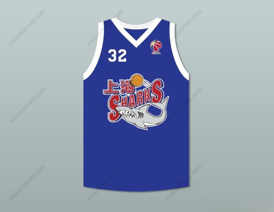 CAMISETA DE BALONCESTO CHINA JIMMER FREDETTE #32 SHANGHAI SHARKS CON PARCHE CBA, PERSONALIZADA CON CUALQUIER NOMBRE Y NÚMERO, Costuras Reforzadas S-6XL