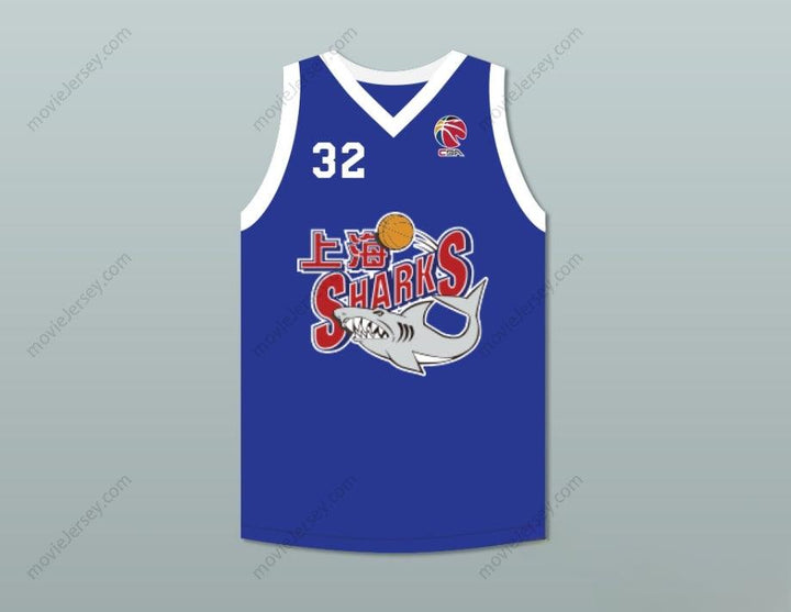 CAMISETA DE BALONCESTO CHINA JIMMER FREDETTE #32 SHANGHAI SHARKS CON PARCHE CBA, PERSONALIZADA CON CUALQUIER NOMBRE Y NÚMERO, Costuras Reforzadas S-6XL