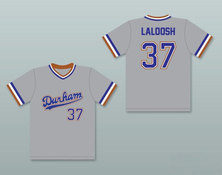 Camiseta de béisbol gris personalizada con el nombre y número que quieras de EBBY CALVIN LALOOSH 37, 2 costuras superiores, S-6XL