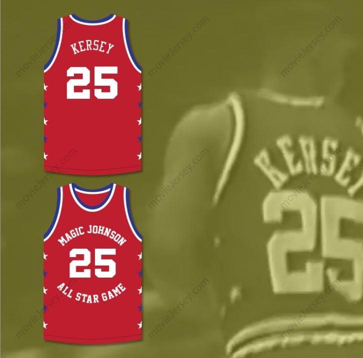 CAMISETA DE BALONCESTO ROJA CON CUALQUIER NOMBRE Y NÚMERO PERSONALIZADO JEROME KERSEY 25 MAGIC JOHNSON ALL STAR GAME 1990 EVENTO BENÉFICO MIDNIGHT NIGHT'S MAGIC Top Cosido S-6XL