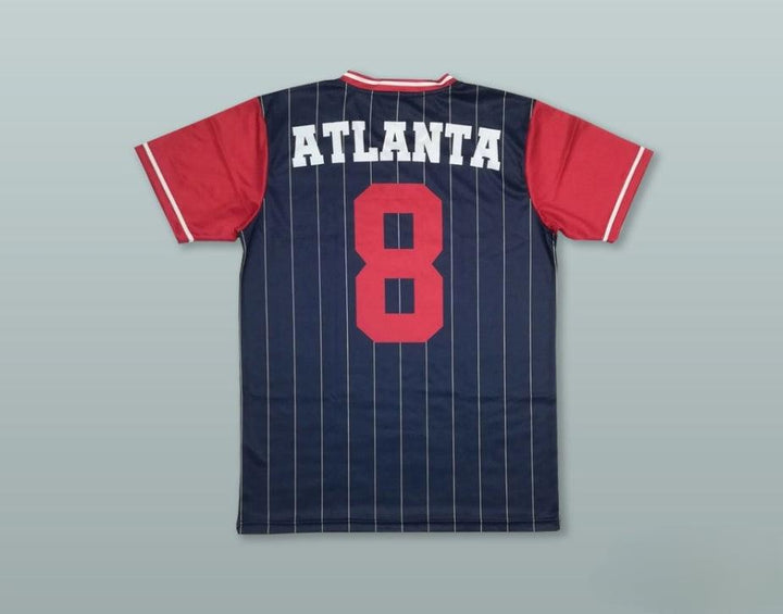 Personalizada Cualquier Nombre Número CRACKERS 8 AZUL RAYAS BÉISBOL CAMISETA Parte Superior Cosida S-6XL