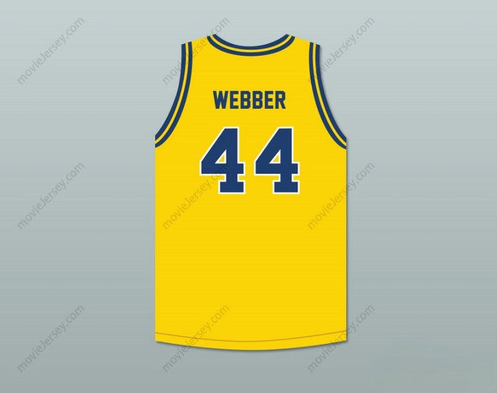 PERSONALIZA Cualquier Nombre Número CHRIS WEBBER 44 DETROIT COUNTRY DAY SCHOOL YELLOWJACKETS AMARILLO CAMISETA DE BALONCESTO Cosida S-6XL