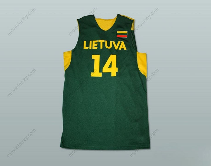 PERSONALIZA CUALQUIER Nombre Número JONAS VALANCIUNAS 14 LITUANIA CAMISETA DE BALONCESTO CUALQUIER JUGADOR Parte Superior Cosida S-6XL