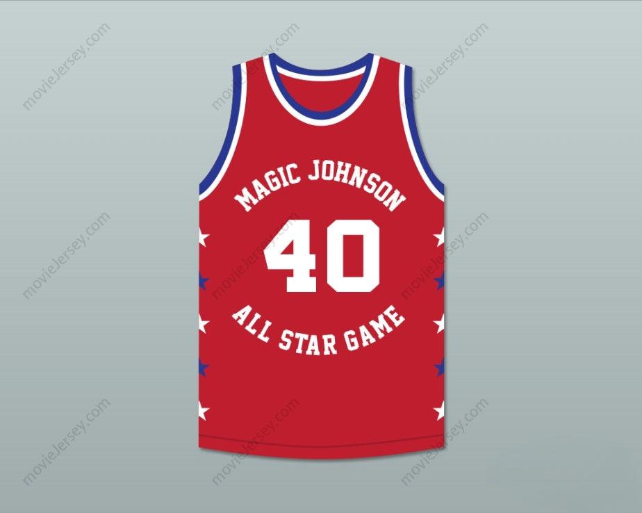 CUSTOM ANY Name Number SHAWN KEMP 40 MAGIC JOHNSON ALL STAR GAME RED BASKETBALL JERSEY 1990 MIDSUMMER NIGHT'S MAGIC CHARITY EVENT Top Stitched S-6XL