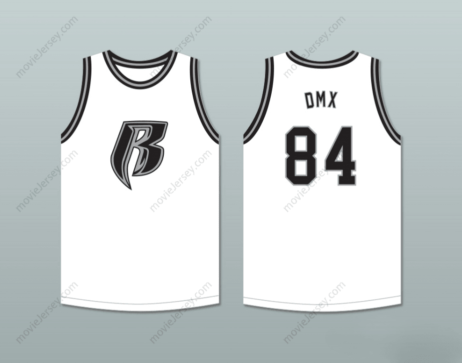 Camiseta de baloncesto blanca DMX 84 ROUGH RYDERS, personalizada con nombre y número, 5 costuras de alta calidad, tallas S-6XL