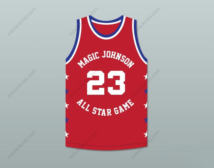 PERSONALIZADO CUALQUIER Nombre Número MICHAEL 23 MAGIC JOHNSON PARTIDO DE LAS ESTRELLAS CAMISETA DE BALONCESTO ROJA 1990 EVENTO BENÉFICO NOCHE MÁGICA DE VERANO Costura Superior S-6XL