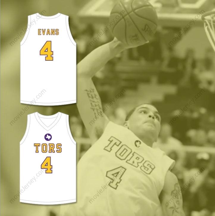CAMISETA DE BALONCESTO BLANCA "MIKE EVANS 4 BALL HIGH SCHOOL TORS" PERSONALIZABLE CON CUALQUIER NOMBRE Y NÚMERO, 2 Tops Cosidos S-6XL