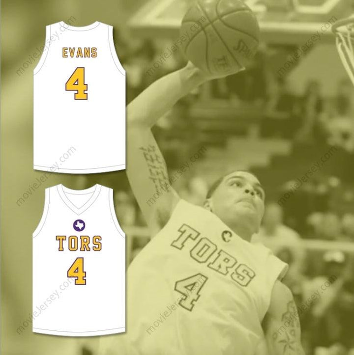 CAMISETA DE BALONCESTO BLANCA "MIKE EVANS 4 BALL HIGH SCHOOL TORS" PERSONALIZABLE CON CUALQUIER NOMBRE Y NÚMERO, 2 Tops Cosidos S-6XL