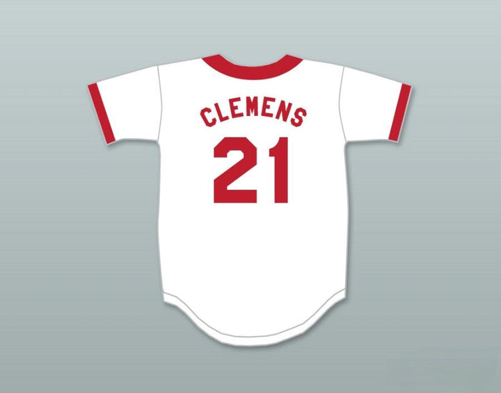 Camiseta de béisbol con el nombre y número personalizados de ROGER CLEMENS 21 del equipo de sóftbol de la CENTRAL NUCLEAR DE SPRINGFIELD, con costuras superiores, tallas S-6XL