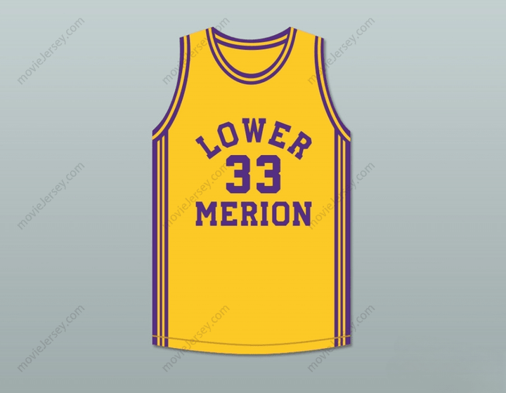 CUSTOM ANY Name Number  BRYANT 33 LOWER MERION HIGH SCHOOL ACES YELLOW BASKETBALL JERSEY 2 Top Stitched S-6XL
