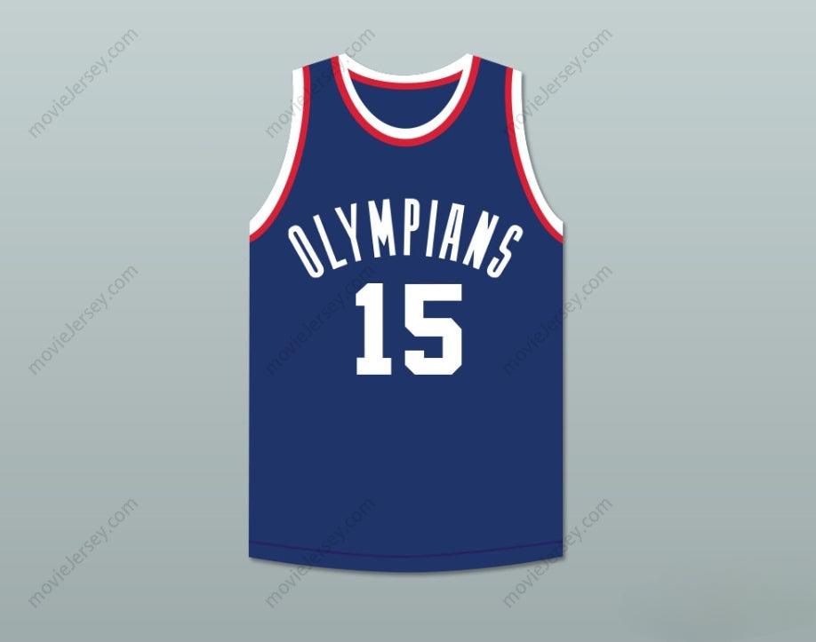 PERSONALIZADO Cualquier Nombre Número ALEX GROZA 15 OLYMPIANS CAMISETA AZUL DE BALONCESTO Cosido S-6XL