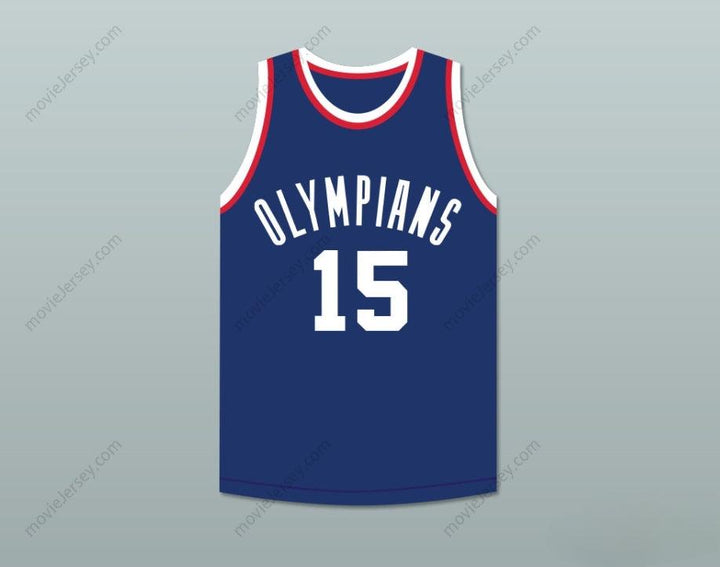PERSONALIZADO Cualquier Nombre Número ALEX GROZA 15 OLYMPIANS CAMISETA AZUL DE BALONCESTO Cosido S-6XL