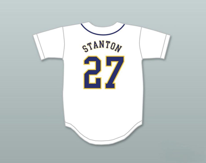 Camiseta de béisbol blanca con el número 27 de GIANCARLO STANTON del colegio NOTRE DAME HIGH SCHOOL para CABALLEROS, personalizada con cualquier nombre y número, doble costura, tallas S-6XL