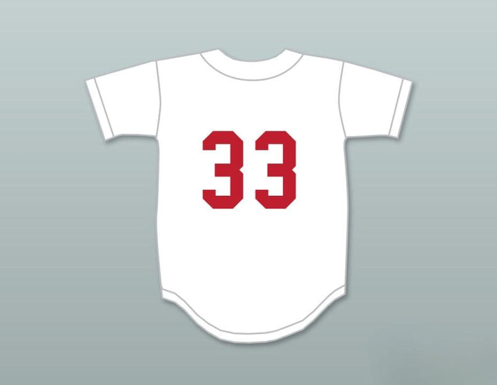 Camiseta de béisbol blanca con el número y nombre personalizados DAVE PARKER 33 COURTER TECH HIGH SCHOOL, pespunte superior S-6XL