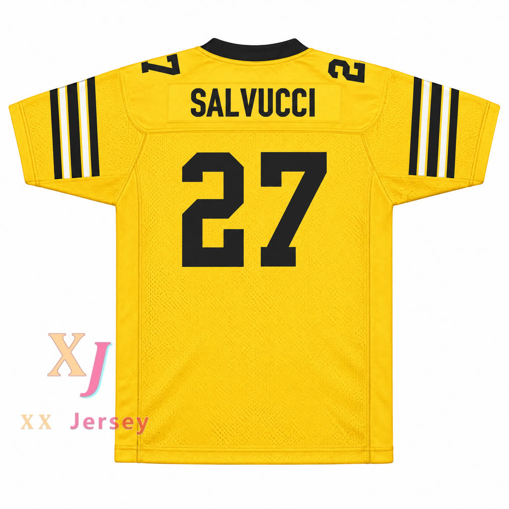 CAMISETA DE FÚTBOL PERSONALIZADA con Cualquier Nombre y Número VINNIE SALVUCCI 27 AMPIPE HIGH SCHOOL BULLDOGS Cosida Tallas S-6XL