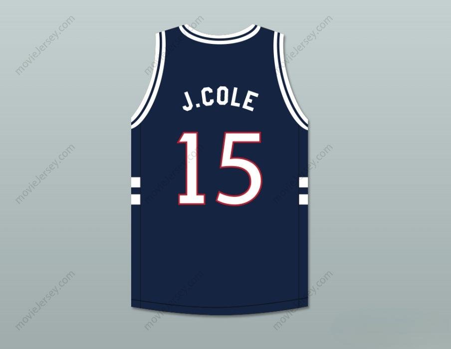 CAMISETA DE BALONCESTO AZUL MARINO PERSONALIZADA con Cualquier Nombre Número J. COLE 15 BULLDOGS HIGH SCHOOL Top Cosido Tallas S-6XL