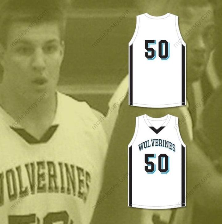CUSTOM ANY Name Number ROB GRONKOWSKI 50  HILLS HIGH SCHOOL WOLVERINES WHITE BASKETBALL JERSEY 1 Top Stitched S-6XL