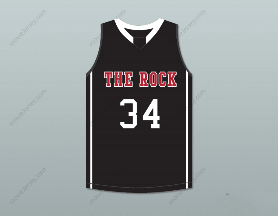 PERSONALIZA CUALQUIER Nombre Número JOEL EMBIID 34 THE ROCK HIGH SCHOOL CAMISETA DE BALONCESTO NEGRA 2 Top Stitched S-6XL