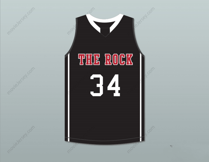 PERSONALIZA CUALQUIER Nombre Número JOEL EMBIID 34 THE ROCK HIGH SCHOOL CAMISETA DE BALONCESTO NEGRA 2 Top Stitched S-6XL