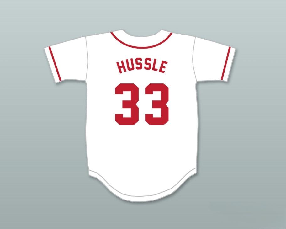 Camiseta de béisbol personalizada con cualquier nombre y número NIPSEY HUSSLE 33 CRENSHAW, blanca y roja, con costuras, tallas S-6XL