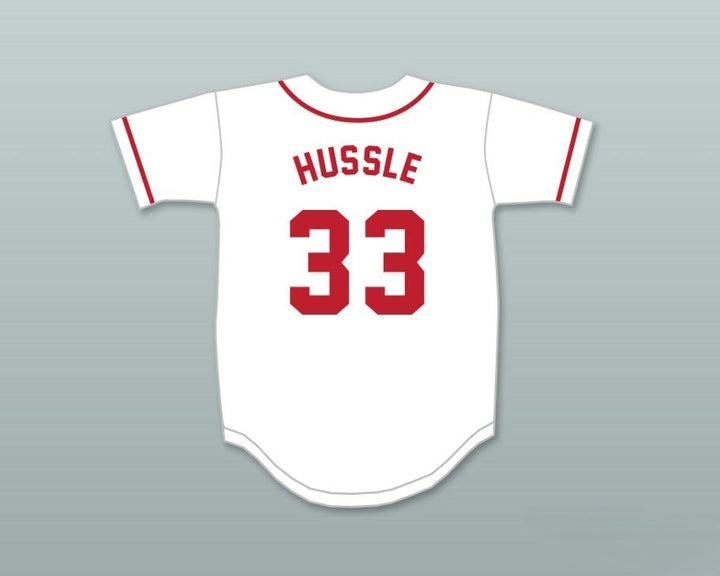 Camiseta de béisbol personalizada con cualquier nombre y número NIPSEY HUSSLE 33 CRENSHAW, blanca y roja, con costuras, tallas S-6XL
