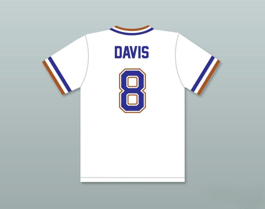 Camiseta de béisbol blanca personalizada CRASH DAVIS 8 con cualquier nombre y número, 2 bordados, tallas S-6XL
