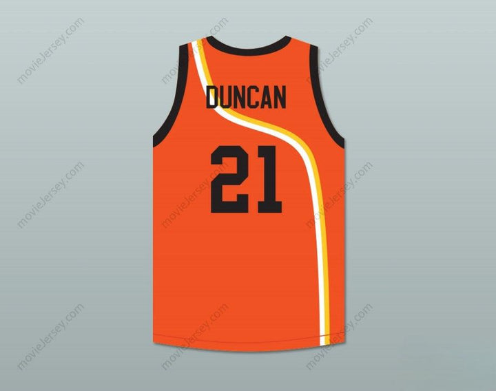 PERSONALIZA CUALQUIER Nombre Número TIM DUNCAN 21 ROSWELL RAYGUNS JERSEY BALONCESTO NARANJA Costuras Superior S-6XL