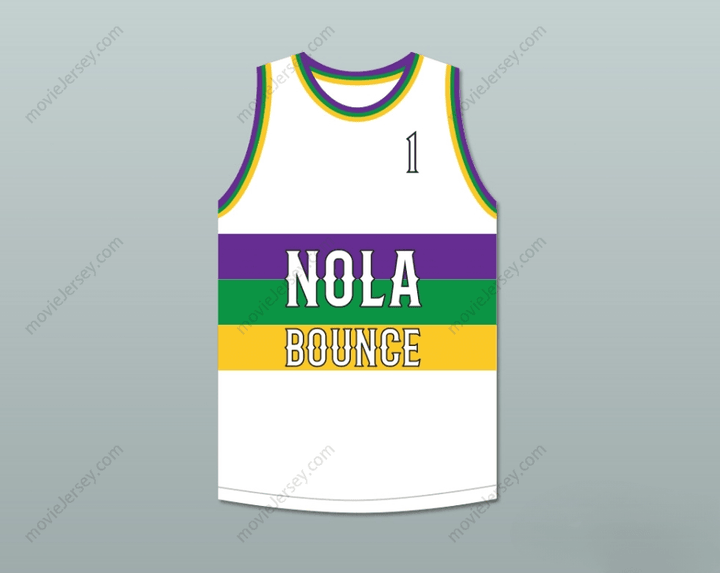 PERSONALIZAR cualquier nombre número MC T. TUCKER 1 NOLA BOUNCE JERSEY DE BALONCESTO BLANCO Tallas S-6XL Costura