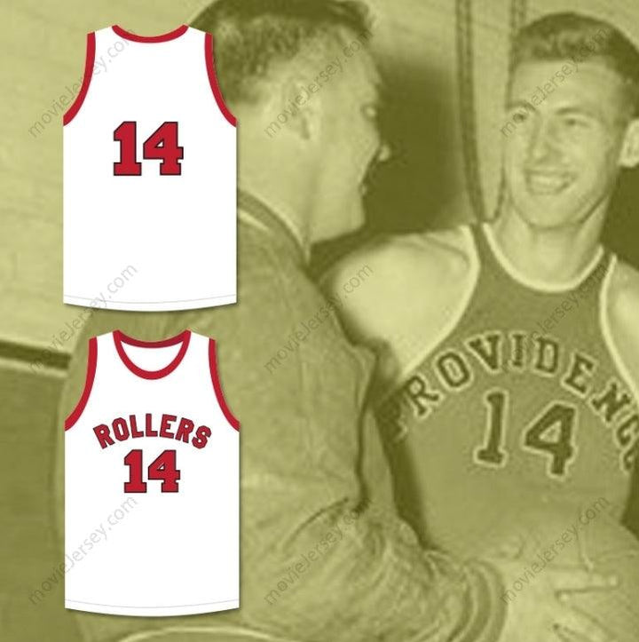 CUSTOM ANY Name Number  GEORGE NOSTRAND 14 PROVIDENCE STEAMROLLERS WHITE BASKETBALL JERSEY 3 Top Stitched S-6XL