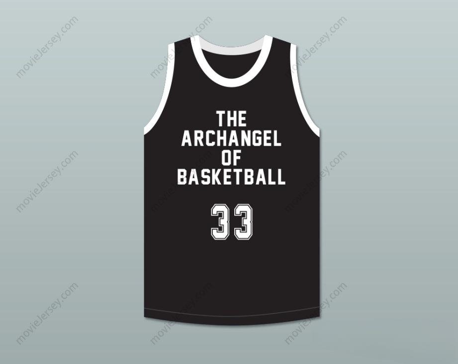 PERSONALIZA CUALQUIER Nombre Número KAREEM ABDUL-JABBAR 33 EL ARCÁNGEL DEL BALONCESTO CAMISETA DE BALONCESTO NEGRA MATE REMATE ERNEST Parte Superior Cosida S-6XL
