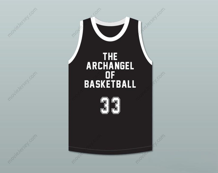 PERSONALIZA CUALQUIER Nombre Número KAREEM ABDUL-JABBAR 33 EL ARCÁNGEL DEL BALONCESTO CAMISETA DE BALONCESTO NEGRA MATE REMATE ERNEST Parte Superior Cosida S-6XL