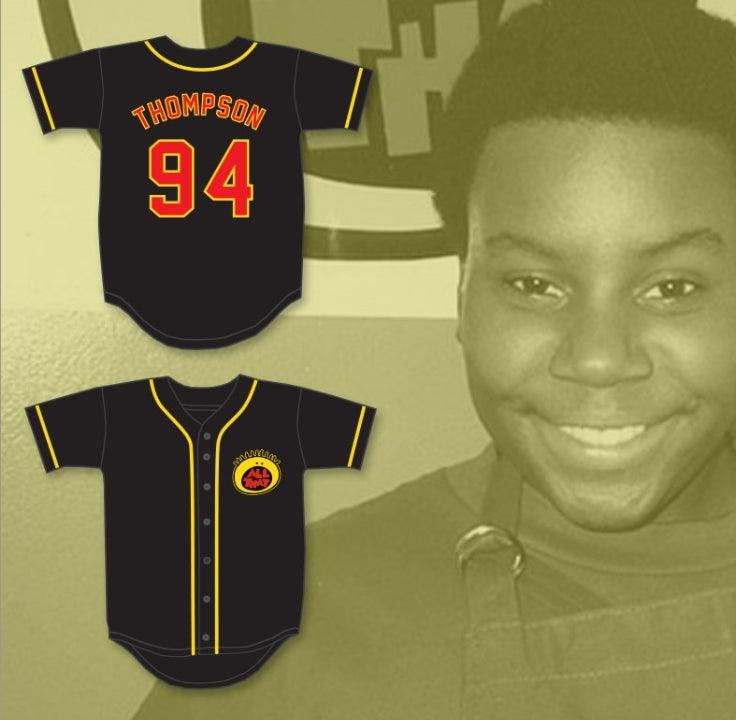 Camiseta de béisbol negra con botones KENAN THOMPSON 94 ALL THAT con número y nombre personalizados, 1 talla S-6XL con costuras superiores