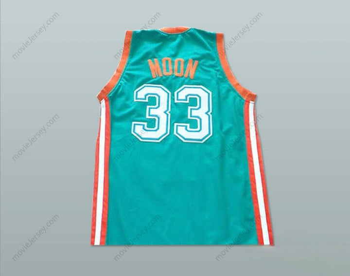 PERSONALIZADO Cualquier Nombre Número WILL FERRELL FLINT TROPICS 33 JACKIE MOON AZUL VERDOSO CAMISETA DE BALONCESTO SEMIPROFESIONAL Cosido S-6XL
