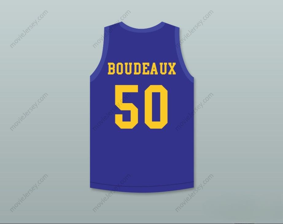 PERSONALIZA cualquier nombre y número SHAQ NEON BOUDEAUX 50 CAMISETA DE BALONCESTO AZUL CON PARCHE AZUL DE PAPAS FRITAS Costura superior S-6XL