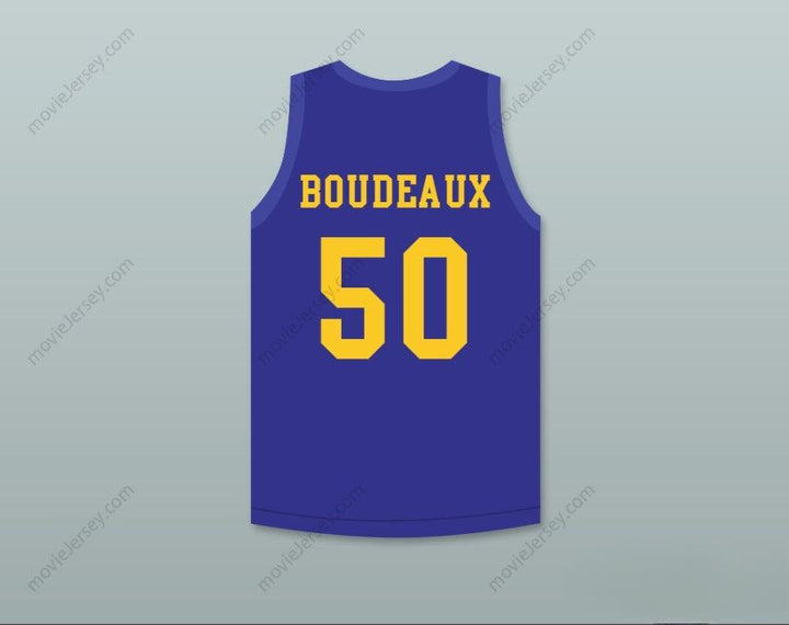 PERSONALIZA cualquier nombre y número SHAQ NEON BOUDEAUX 50 CAMISETA DE BALONCESTO AZUL CON PARCHE AZUL DE PAPAS FRITAS Costura superior S-6XL