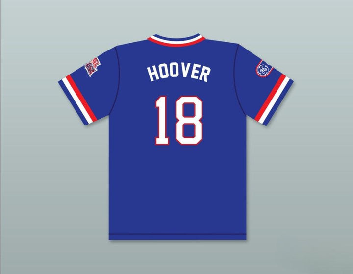 Personalizada Cualquier Nombre Número JOHN HOOVER 18 1984 CAMISETA DE BÉISBOL AZUL EQUIPO DE USA Talla cosida S-6XL