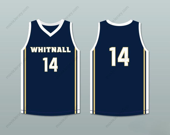 PERSONALIZA Cualquier Nombre Número JUGADOR 14 WHITNALL HIGH SCHOOL FALCONS JERSEY DE BALONCESTO AZUL MARINO 2 Costuras Superior S-6XL