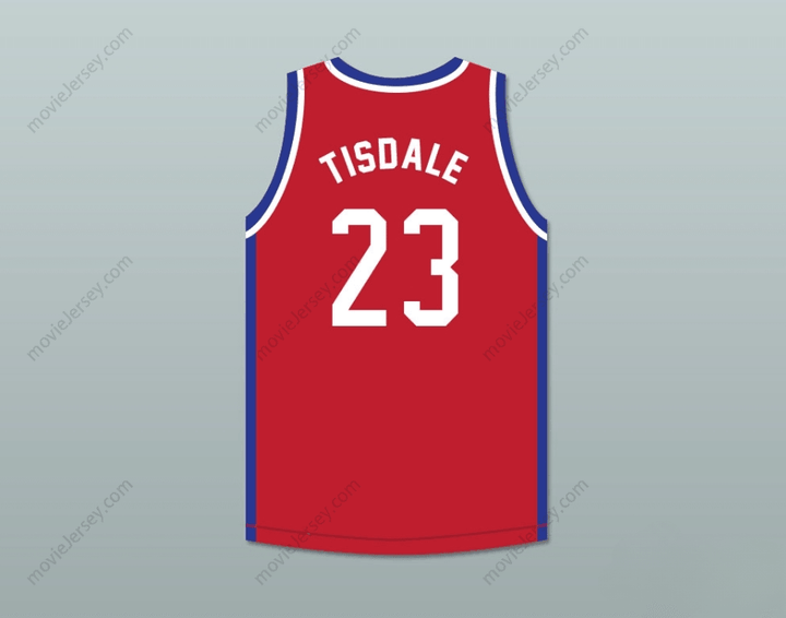 CAMISETA DE BALONCESTO ROJA PERSONALIZADA con Cualquier Nombre Número WAYMAN TISDALE 23 del PARTIDO DE LARRY evento benéfico de 1988 con costuras superiores Tallas S-6XL