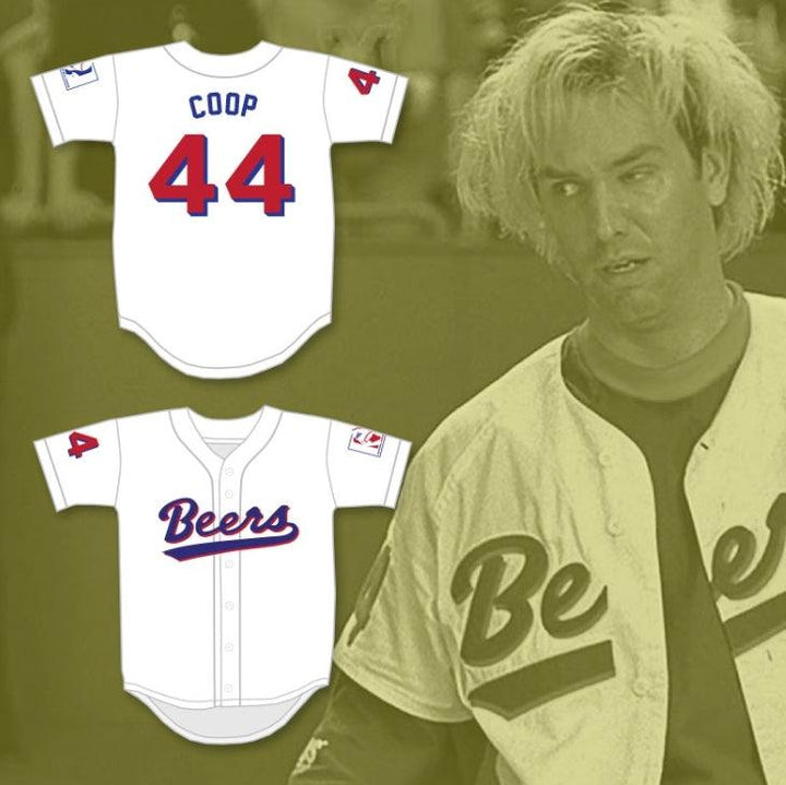 Personalizado Cualquier Nombre Número JOE 'COOP' COOPER 44 CERVEZAS BASEKETBALL CAMISETA DE BÉISBOL BLANCA Costura Superior S-6XL