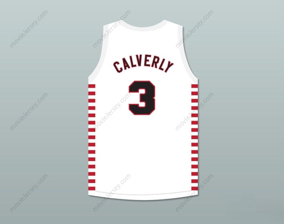 CAMISETA DE BALONCESTO BLANCA PERSONALIZADA DE ERNIE CALVERLEY #3 DE LOS PROVIDENCE STEAMROLLERS CON PARCHE 1 Superior Cosida S-6XL