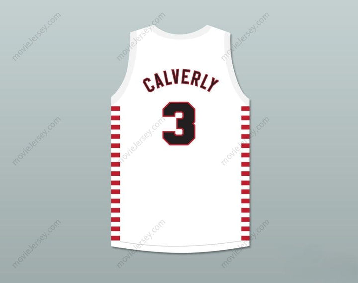 CAMISETA DE BALONCESTO BLANCA PERSONALIZADA DE ERNIE CALVERLEY #3 DE LOS PROVIDENCE STEAMROLLERS CON PARCHE 1 Superior Cosida S-6XL