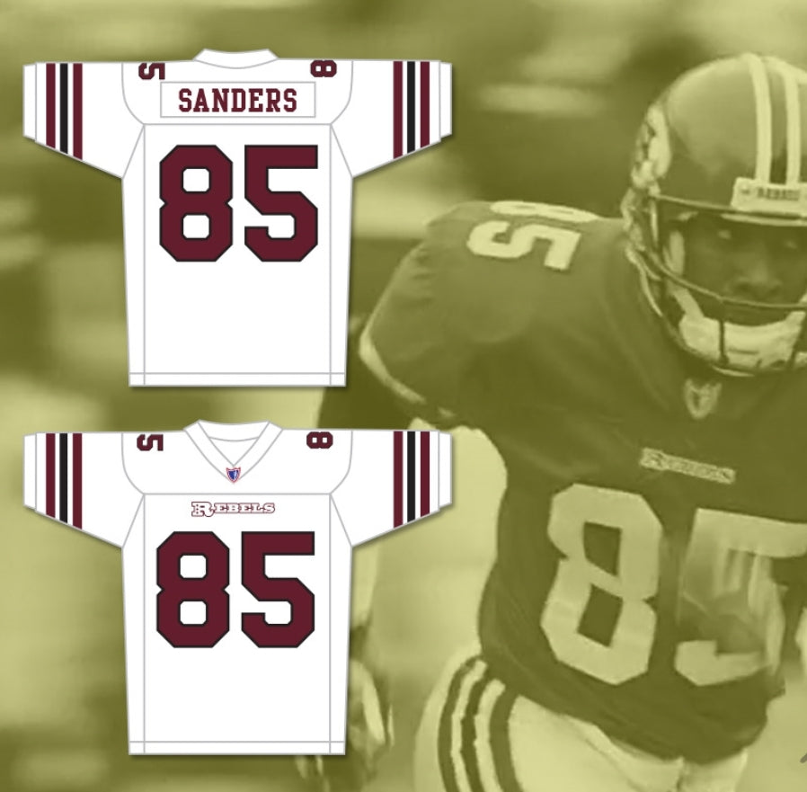 CAMISETA DE FÚTBOL PERSONALIZADA CON CUALQUIER Nombre Número MORRIS CHESTNUT TRAVIS SANDERS 85 BOSTON REBELS VISITANTE Cosida S-6XL