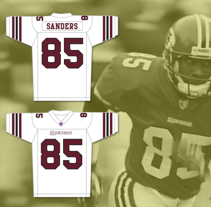 CAMISETA DE FÚTBOL PERSONALIZADA CON CUALQUIER Nombre Número MORRIS CHESTNUT TRAVIS SANDERS 85 BOSTON REBELS VISITANTE Cosida S-6XL