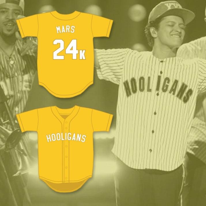 Personalizada Cualquier Nombre Número BRUNO MARS 24K HOOLIGANS CAMISETA BÉISBOL DORADA PREMIOS BET Costura Superior S-6XL