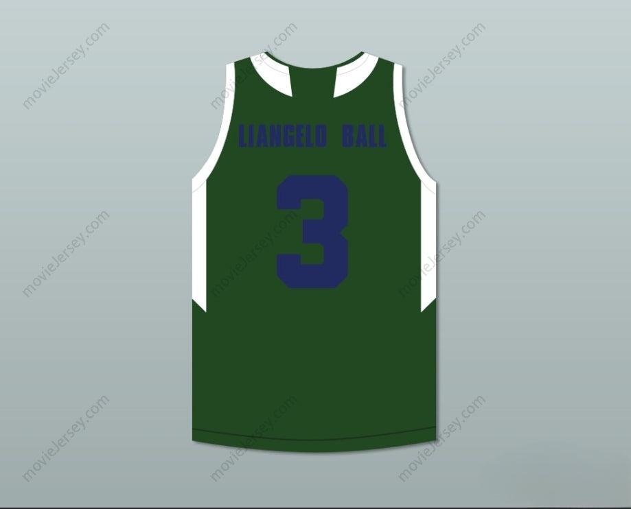 CAMISETA DE BALONCESTO VERDE LIANGELO BALL 3 CHINO HILLS HUSKIES CON PARCHE Y NÚMERO/NOMBRE PERSONALIZABLES, Cosido, Tallas S-6XL