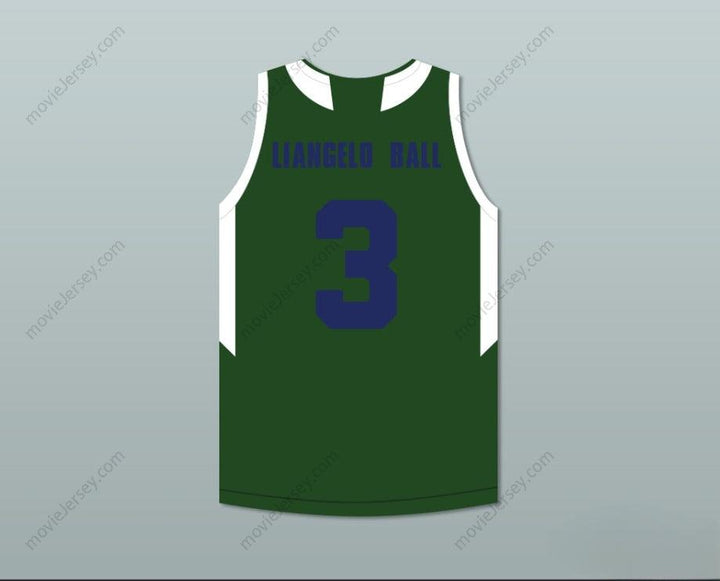 CAMISETA DE BALONCESTO VERDE LIANGELO BALL 3 CHINO HILLS HUSKIES CON PARCHE Y NÚMERO/NOMBRE PERSONALIZABLES, Cosido, Tallas S-6XL