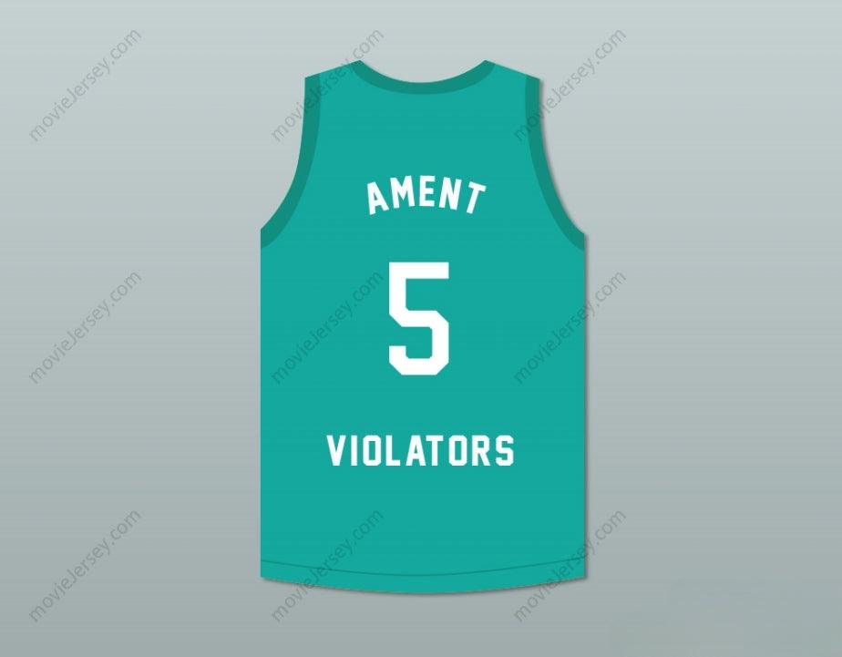CAMISETA DE BALONCESTO PERSONALIZADA (cualquier nombre y número) JEFF AMENT 5 VIOLATORS 3.er ROCK N' JOCK B-BALL JAM ANUAL 1993, Bordado Superior S-6XL
