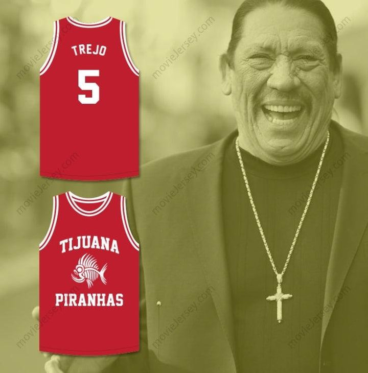 CUSTOM ANY Name Number DANNY TREJO 5 TIJUANA PIRANHAS RED BASKETBALL JERSEY MEXICAN EXPANSION TEAM Top Stitched S-6XL