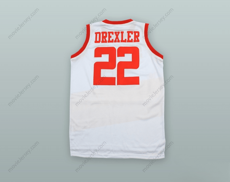 PERSONALIZABLE Cualquier Nombre Número CLYDE DREXLER 22 CAMISETA DE BALONCESTO ALTERNATIVA BLANCA DE LOS HIGH SCHOOL RAIDERS Costuras Reforzadas S-6XL